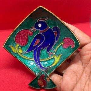 Colorful Enamel Bird Make Up Plate